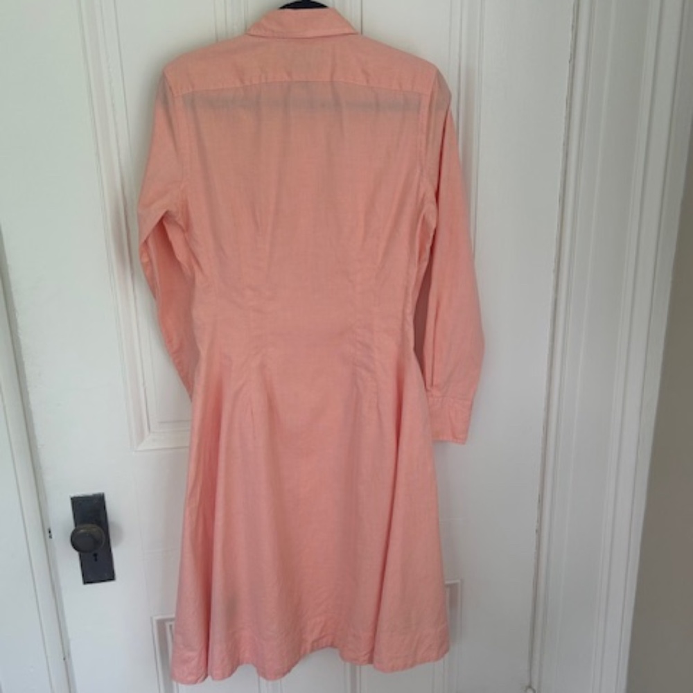 Ralph Lauren Fitted Peach Shirt Dress, Sz 10 - Picture 3 of 7
